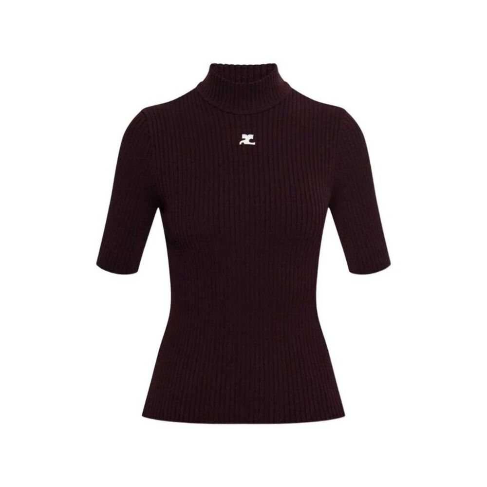 Courreges Women Short-Sleeved Ribbed Sweater
